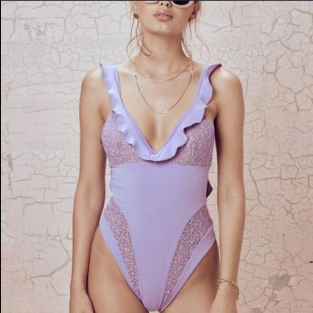 For Love and Lemons Daiquiri Lace One Piece & Bag